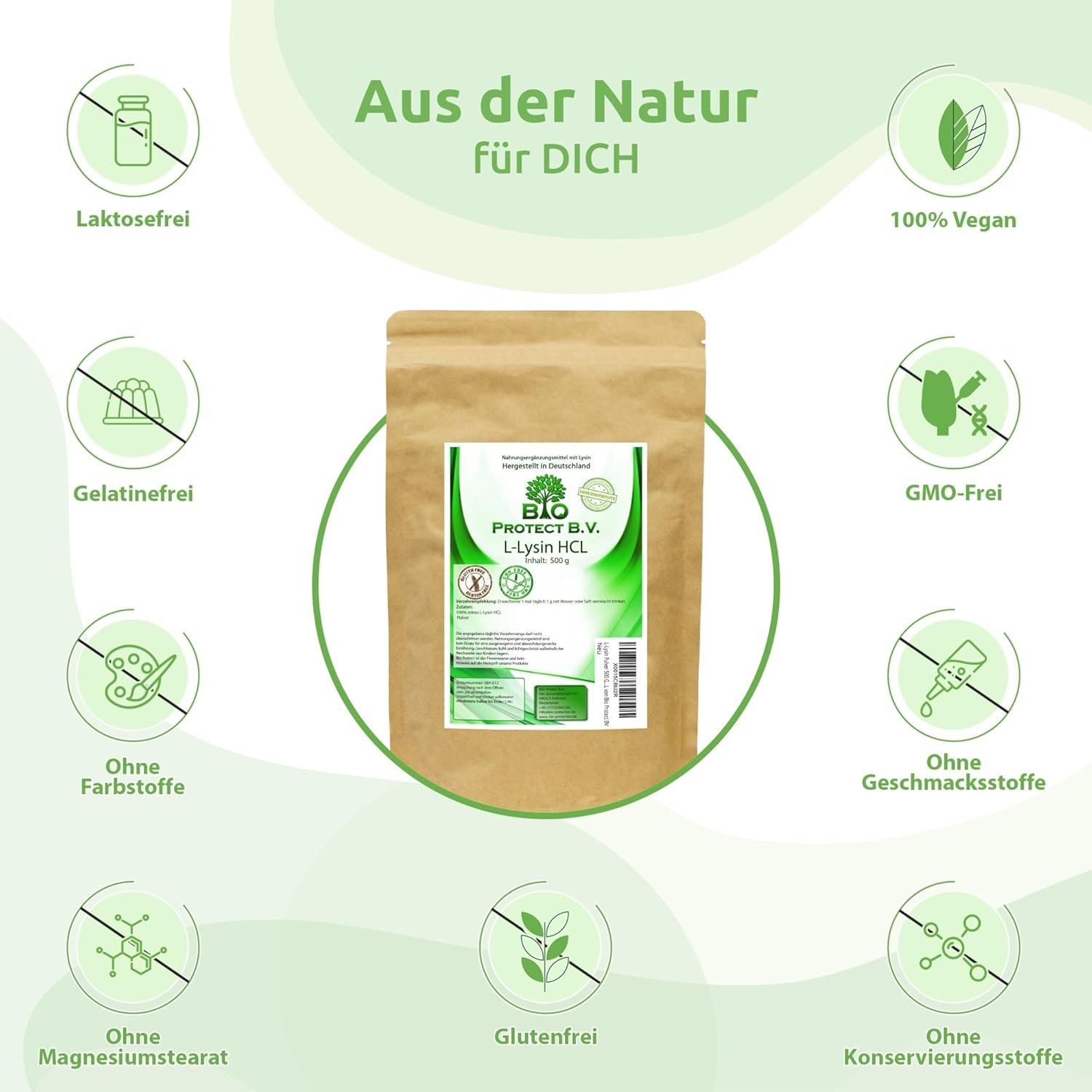 500 g l-lysin pulver – 100% rein, ohne Zusatzstoffe – Vegan