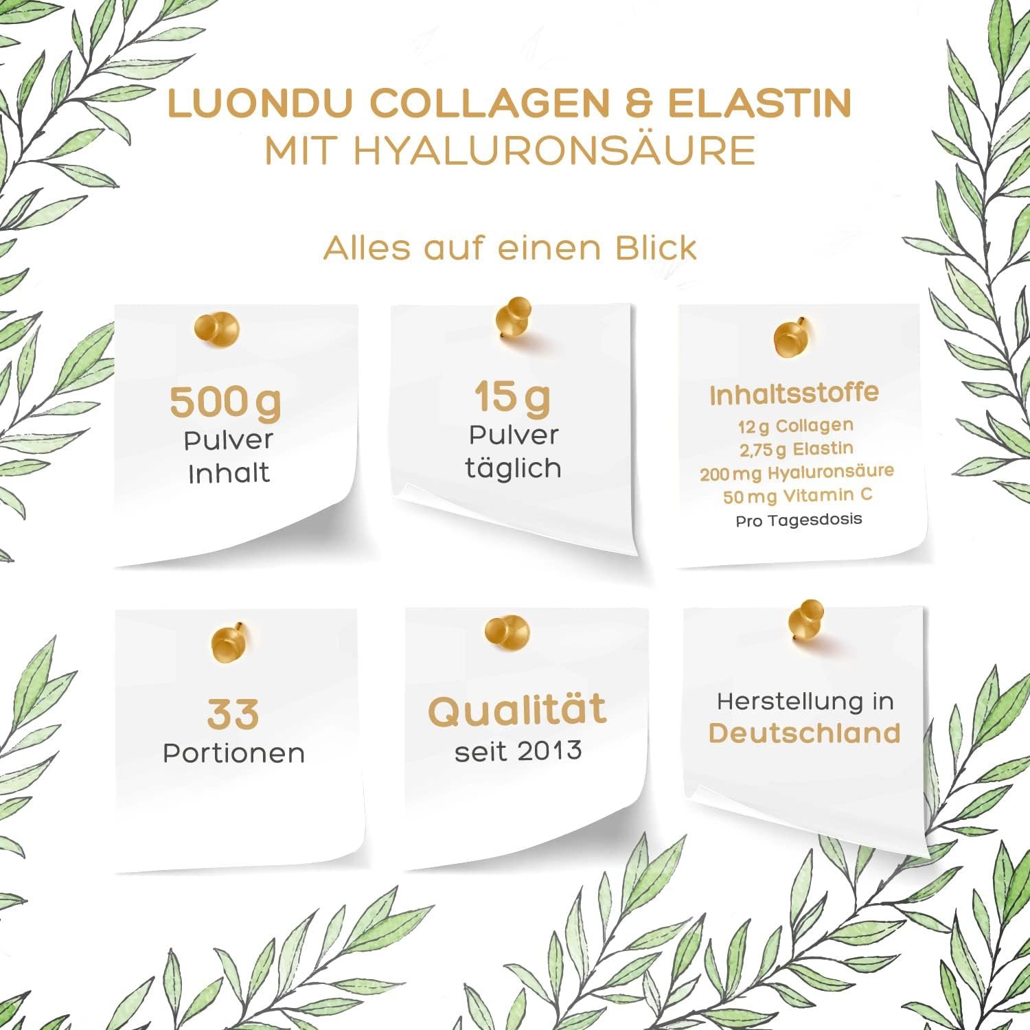 71bydhfJbdL._AC_SL1500_ 500g Collagen Pulver Bioaktiv mit Elastin, Hyaluronsäure & Vitamin C – Luondu®