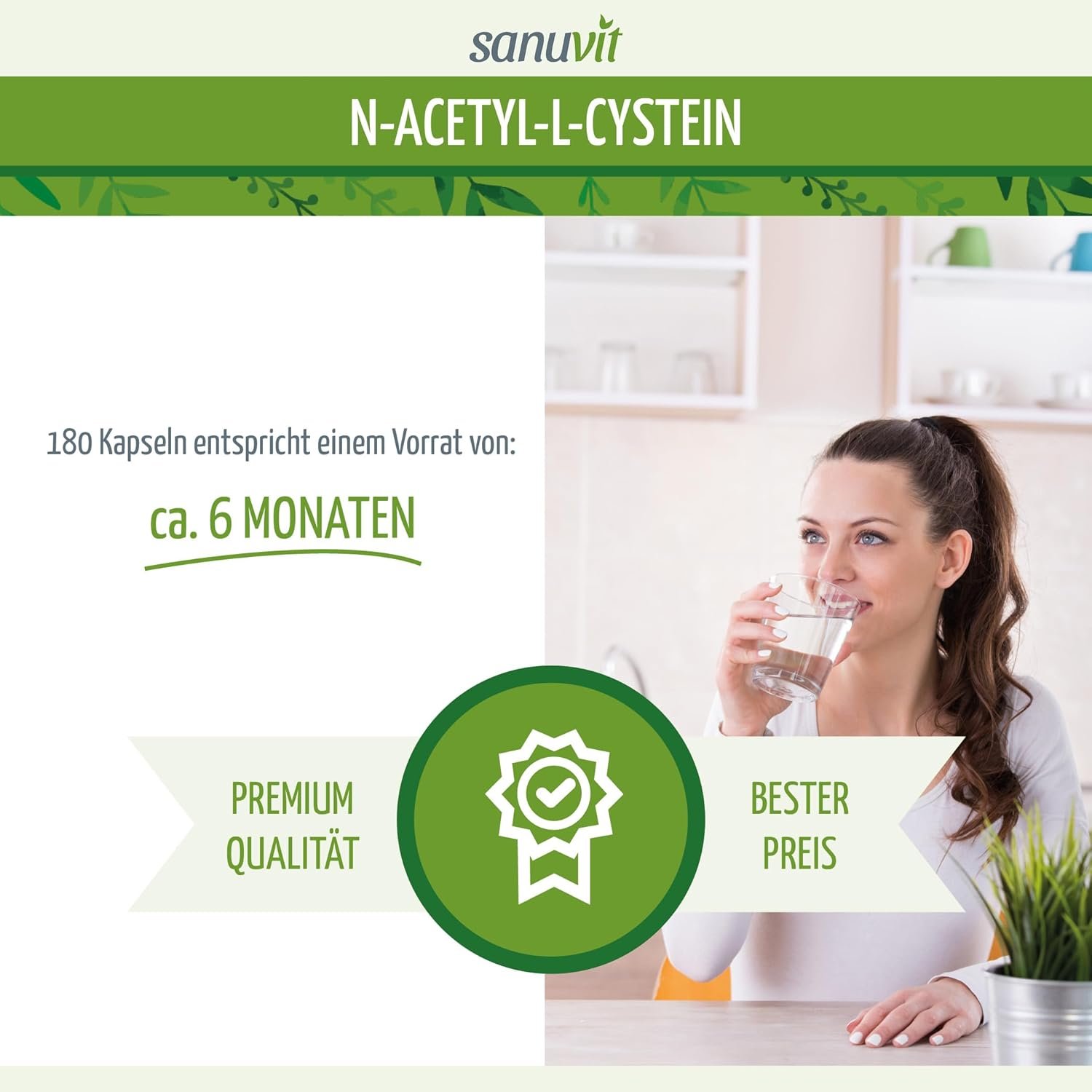 180 nac husten Kapseln – Hochdosiert 800 mg – Vegan, Hohe Bioverfügbarkeit – Sanuvit®