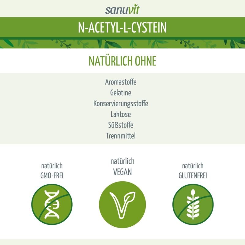 180 nac husten Kapseln – Hochdosiert 600 mg – Vegan, Hohe Bioverfügbarkeit – Sanuvit®