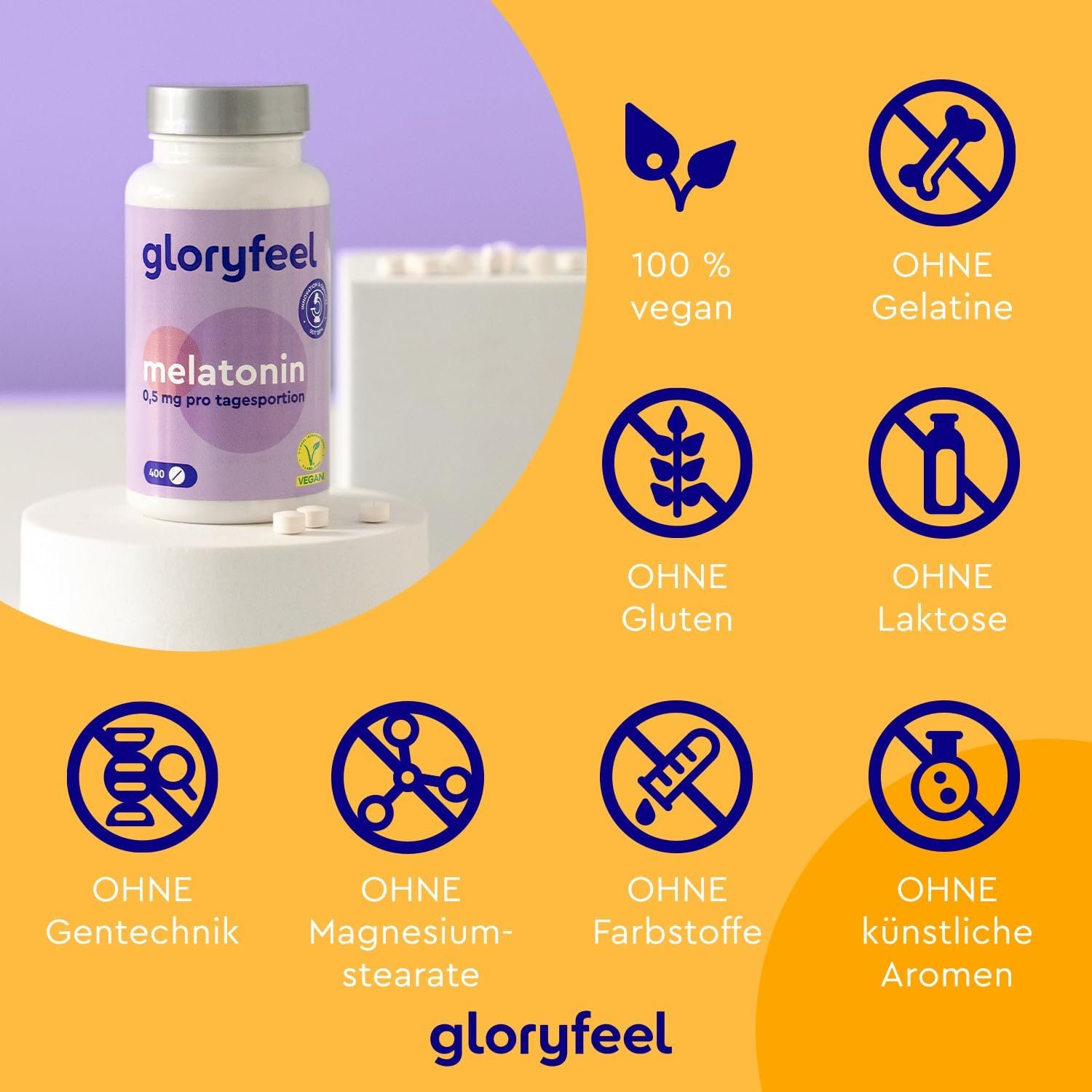 400 Tabletten melatonin hochdosiert – 0,5 mg bioaktives Melatonin – Vegan, laborgeprüft – Made in Germany