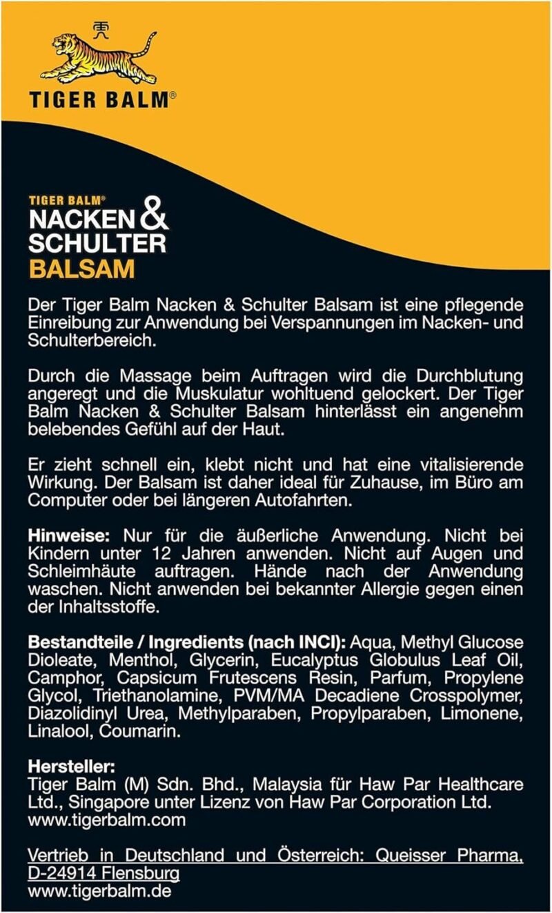 50g Tiger Balm für Nacken und Schulter – Ideal für unterwegs – Tiger Balm