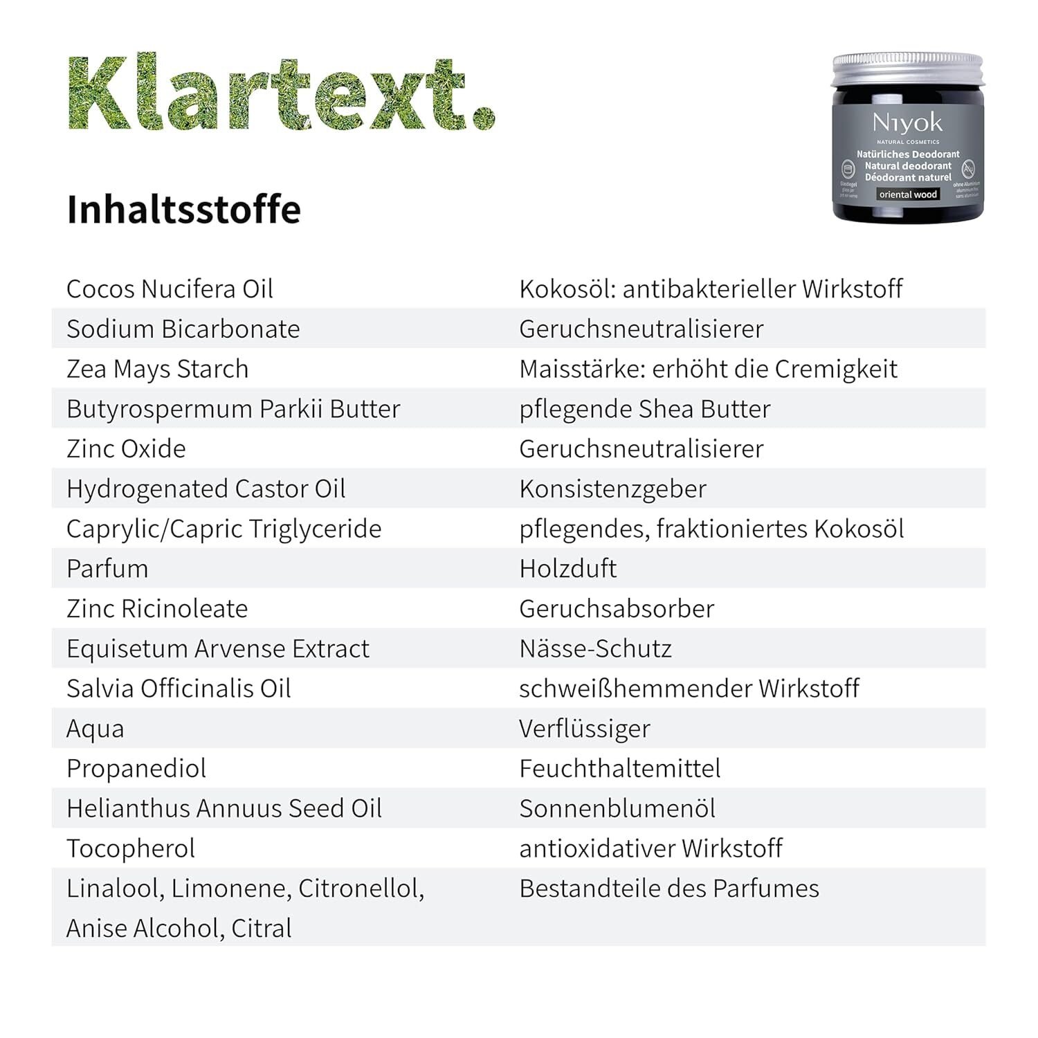 40ml Deocreme ohne Aluminium – Warmer Holzduft, vegan, 24h Schutz | Niyok