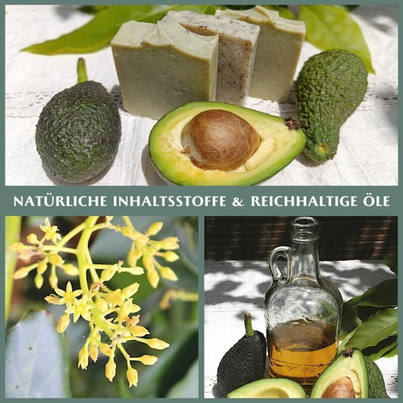 100g Avocado und Lavendel Seife für alle Hauttypen – Handgemachte Naturseife für Haut & Haare, ohne Palmöl