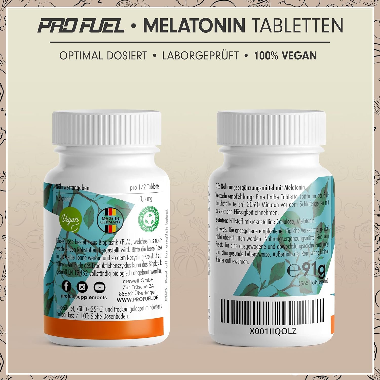 8121KgICFHL._AC_SL1500_ 365 Tabletten Melatonin hochdosiert 0,5 mg – Laborgeprüft, vegan – Made in Germany
