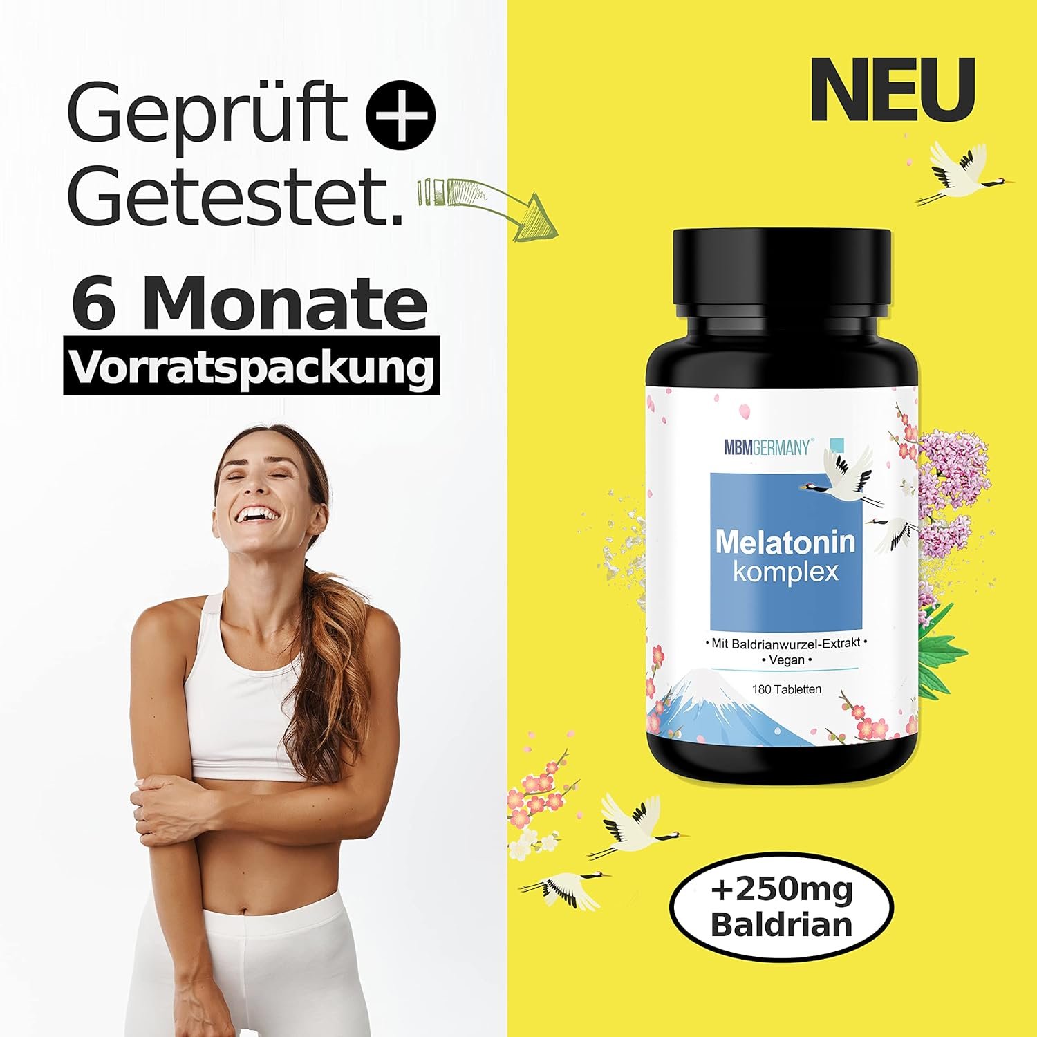 180 Tabletten Melatonin schlaftabletten hochdosiert mit Baldrianwurzel-Extrakt – Laborgeprüft