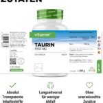 240 kapseln taurin kapseln 1500 mg hochdosiert – Vegan, ohne Zusätze – Vit4ever