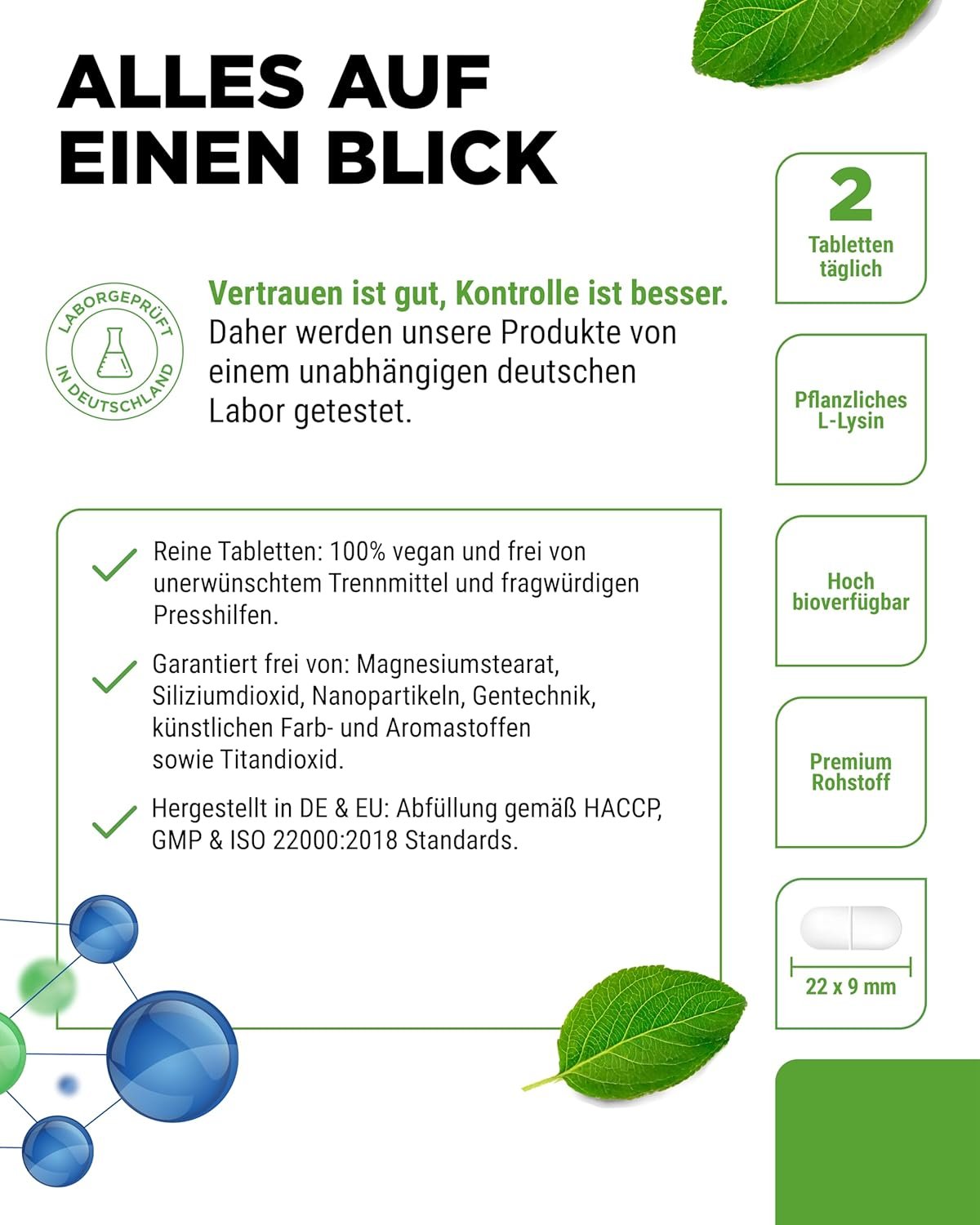 81Aso48uEzL._AC_SL1500_ (1) 160 l-lysin tabletten – 2000 mg hochdosiert – Vegan & Ohne Zusätze