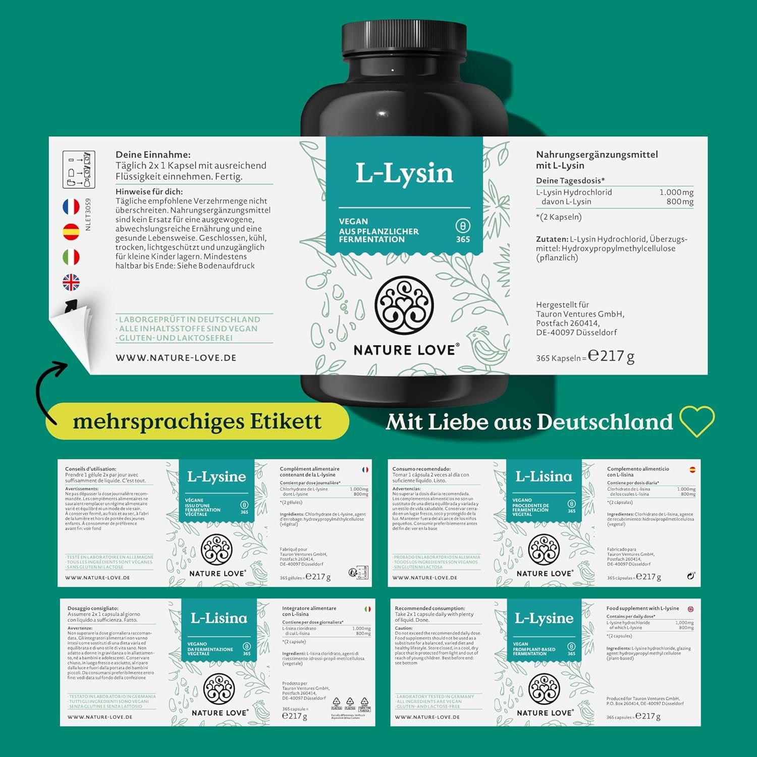 81QzsXGtO6L._AC_SL1500_ 365 l-lysin kapseln – 1000 mg L-Lysin HCL – Vegan & Laborgeprüft