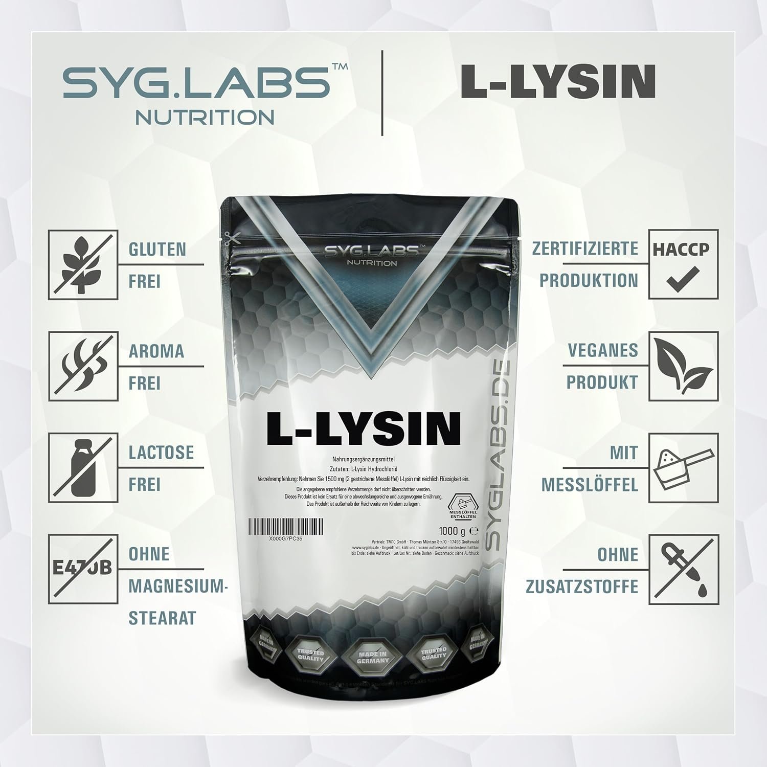81TLSwFvOsL._AC_SL1500_ 1 kg l-lysin pulver – 100% rein – Vegan, ohne Zusatzstoffe