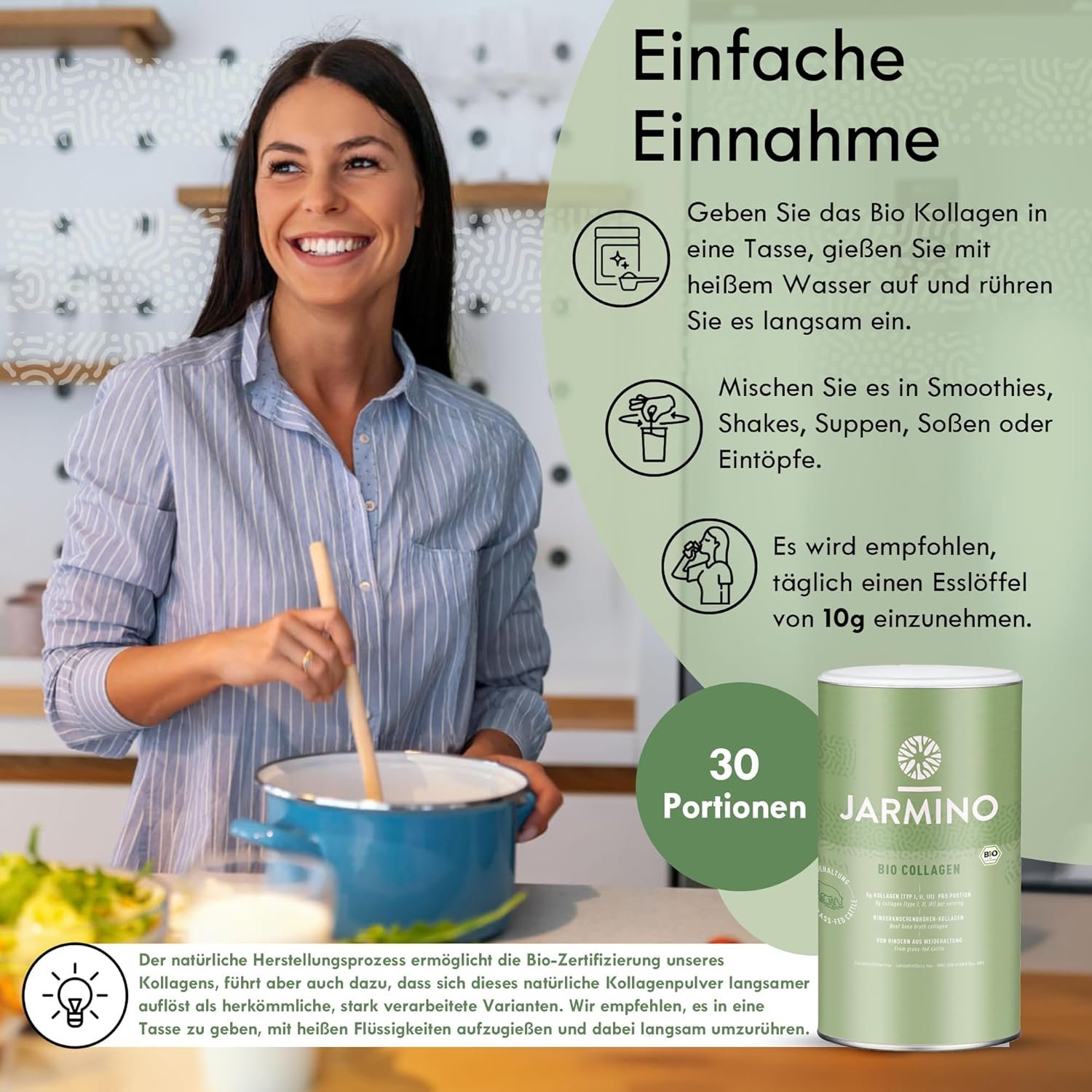 300g Bio Kollagen Pulver vom Weiderind – Grass-Fed Collagen Peptide – JARMINO