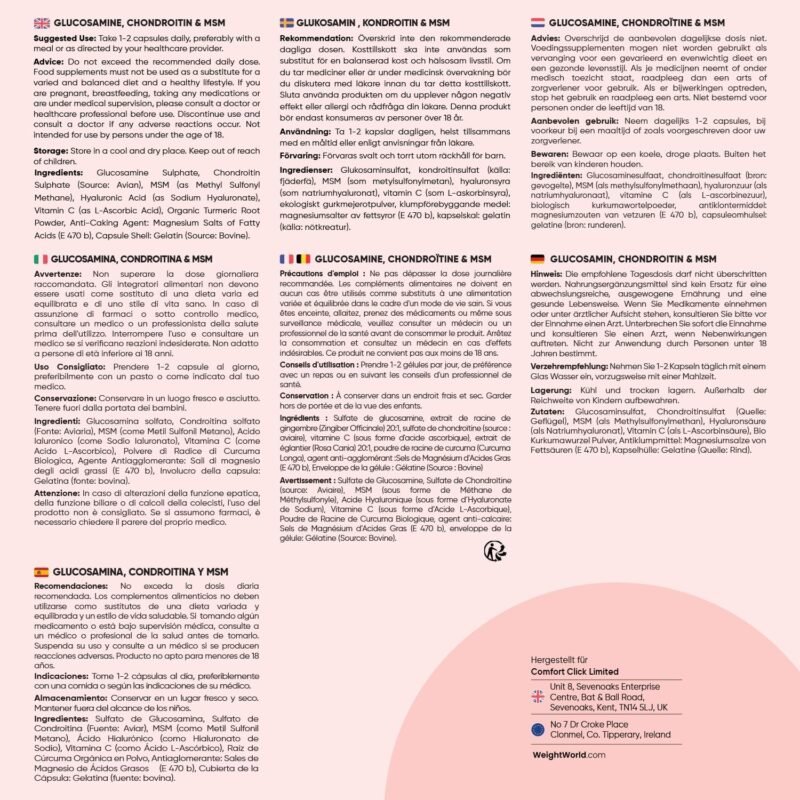 180 msm kapseln glucosamin chondroitin & msm – Mit Vitamin C, Kurkuma & Hyaluronsäure – WeightWorld