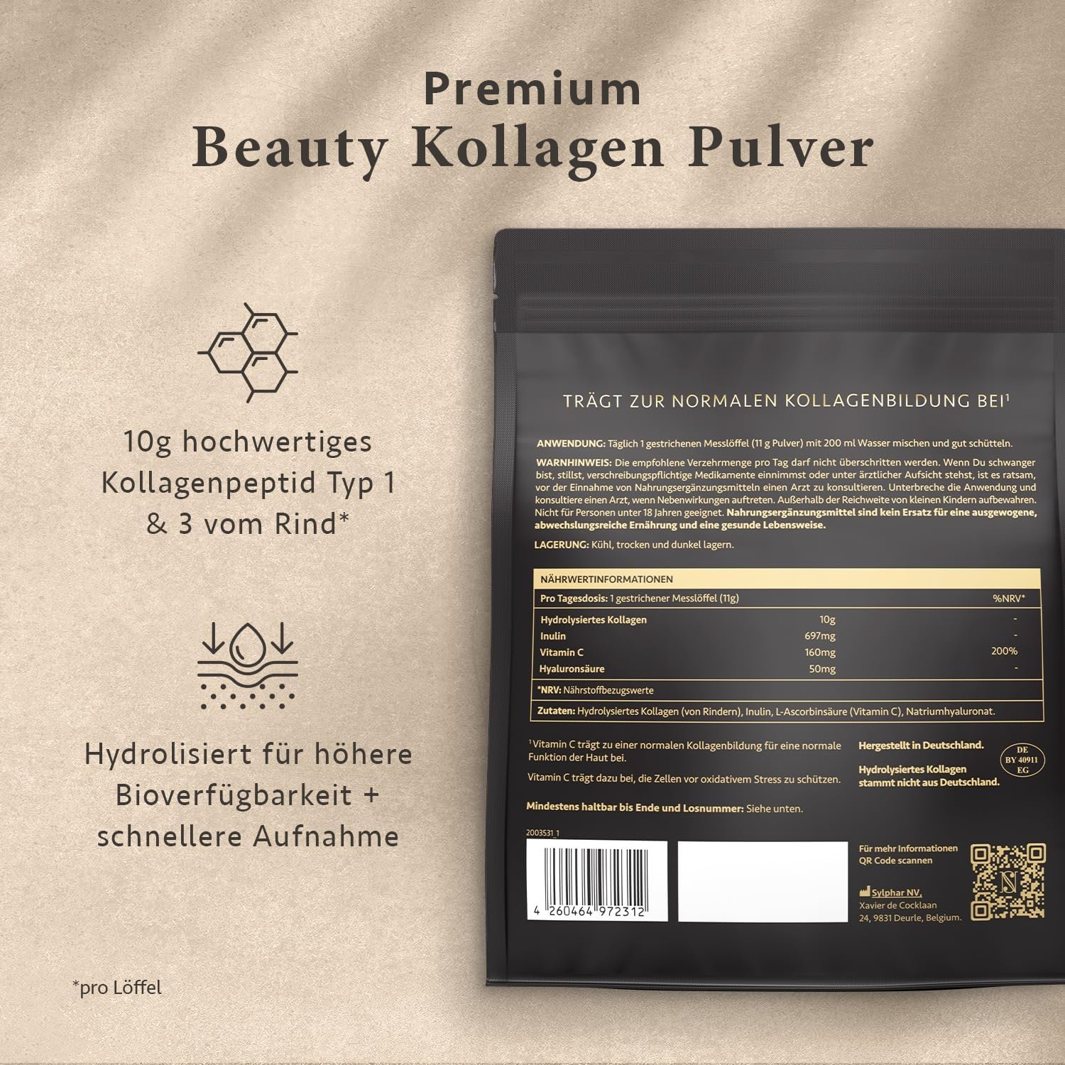 81jUukjGx9L._AC_SL1500_ 330g Kollagen Pulver Hochdosiert mit Hyaluron & Vitamin C – Satin Naturel