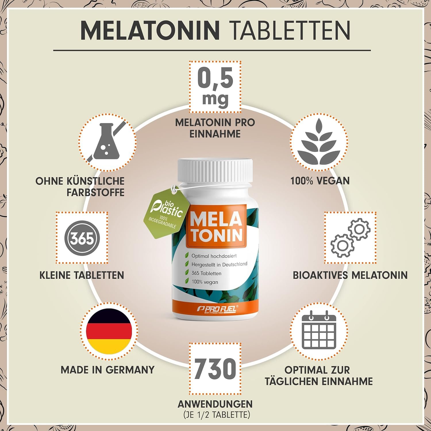 81kroeaMYnL._AC_SL1500_ 365 Tabletten Melatonin hochdosiert 0,5 mg – Laborgeprüft, vegan – Made in Germany