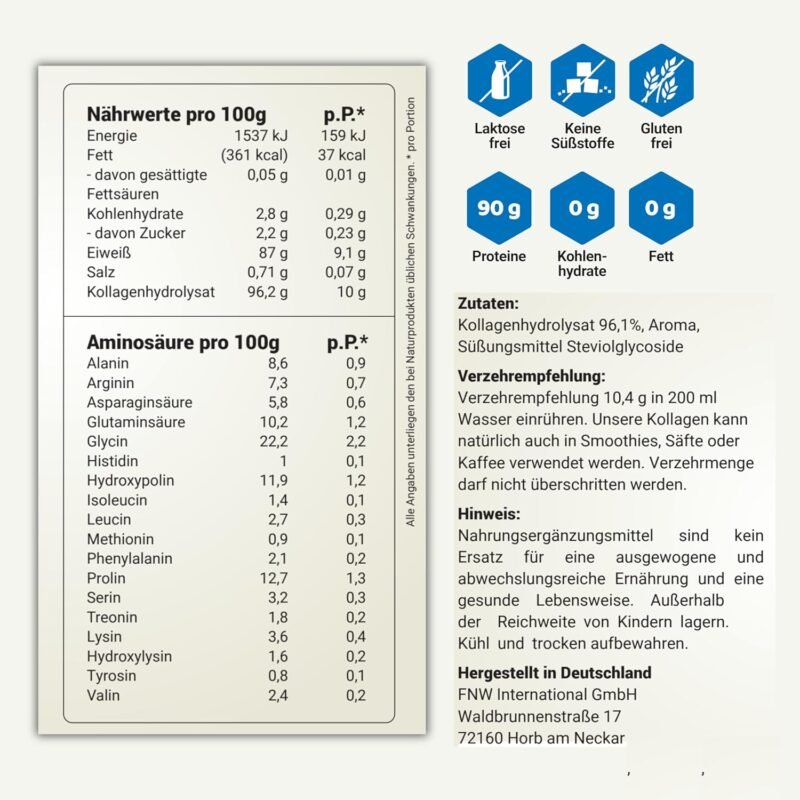 1kg collagen pulver vanille – Bioaktives Kollagen Hydrolysat Peptide – Wehle Sports