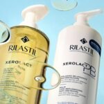 750ml Reinigungsöl für trockene und gereizte Haut – Rückfettendes Duschöl für Gesicht & Körper bei Neurodermitis – Rilastil