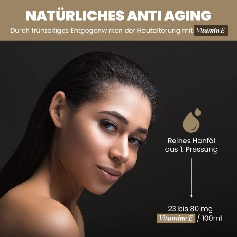 100ml Bio Hanföl Gesichtsöl – Hochdosiert mit Vitamin E & Retinol – Einführungspreis