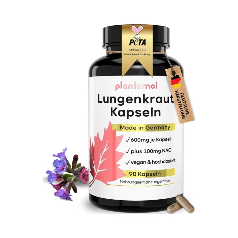 90 lungenkraut kapseln mit 600 mg Lungwort – hochdosiert und vegan