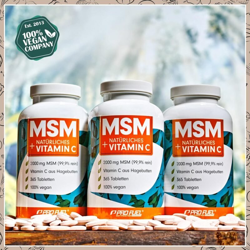 365 msm tabletten – 2000 mg MSM + Vitamin C – Hochdosiert, Laborgeprüft