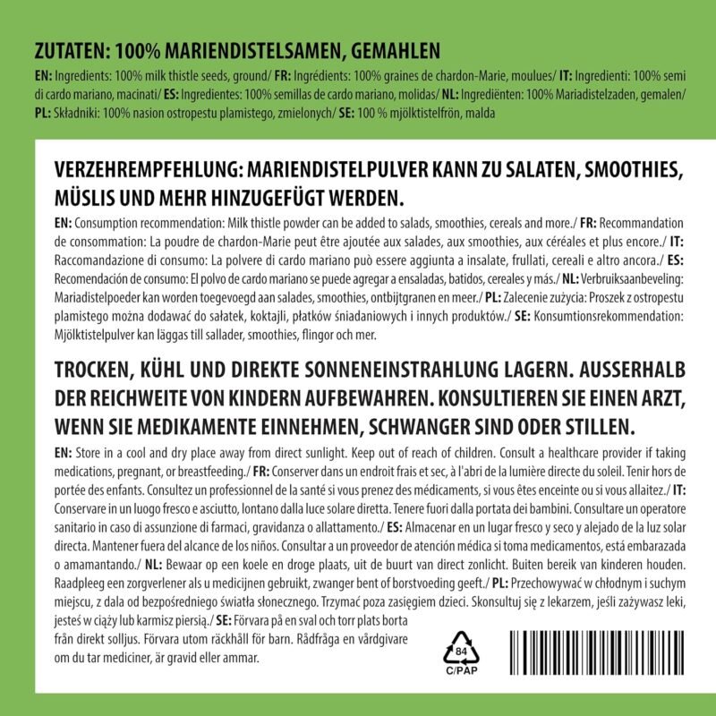 500g mariendistel pulver – Gemahlenes Mariendistelsamen Pulver – Alpi Nature