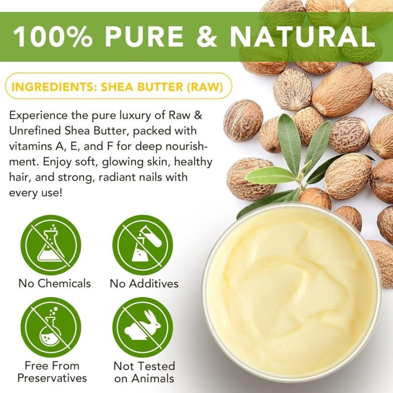 220g Sheabutter unraffiniert – Reine, vegane Körperbutter für alle Hauttypen