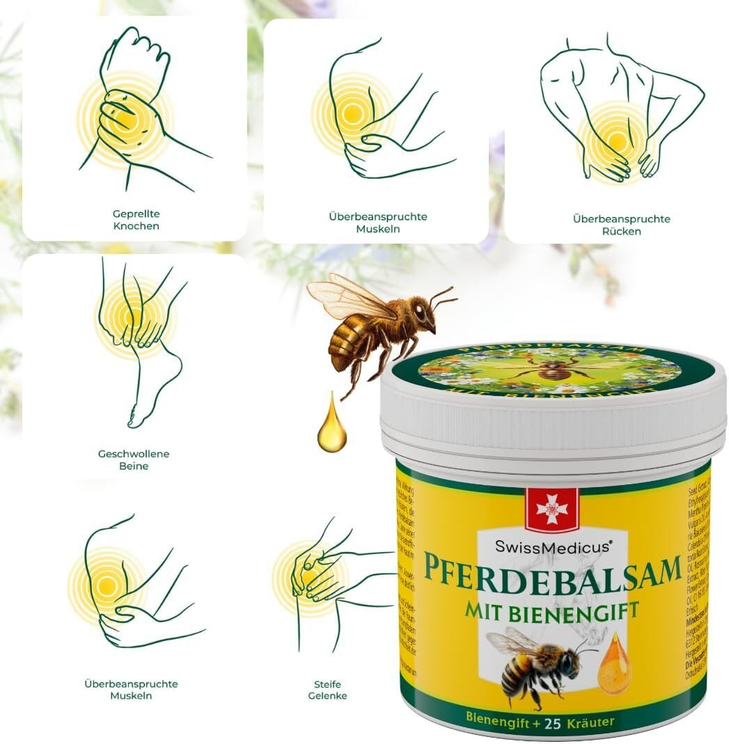 993d36c48be6b6683a656a2783f1912a.jpg 150ml Pferdebalsam mit Bienengift für Rücken und Gelenke – Swissmedicus