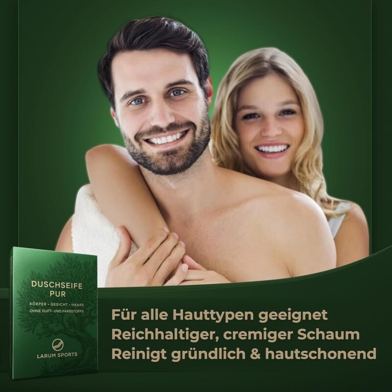 Feste Duschseife Männer 2×85g – Bio Seife für Haare, Körper & Gesicht – Larum Sports