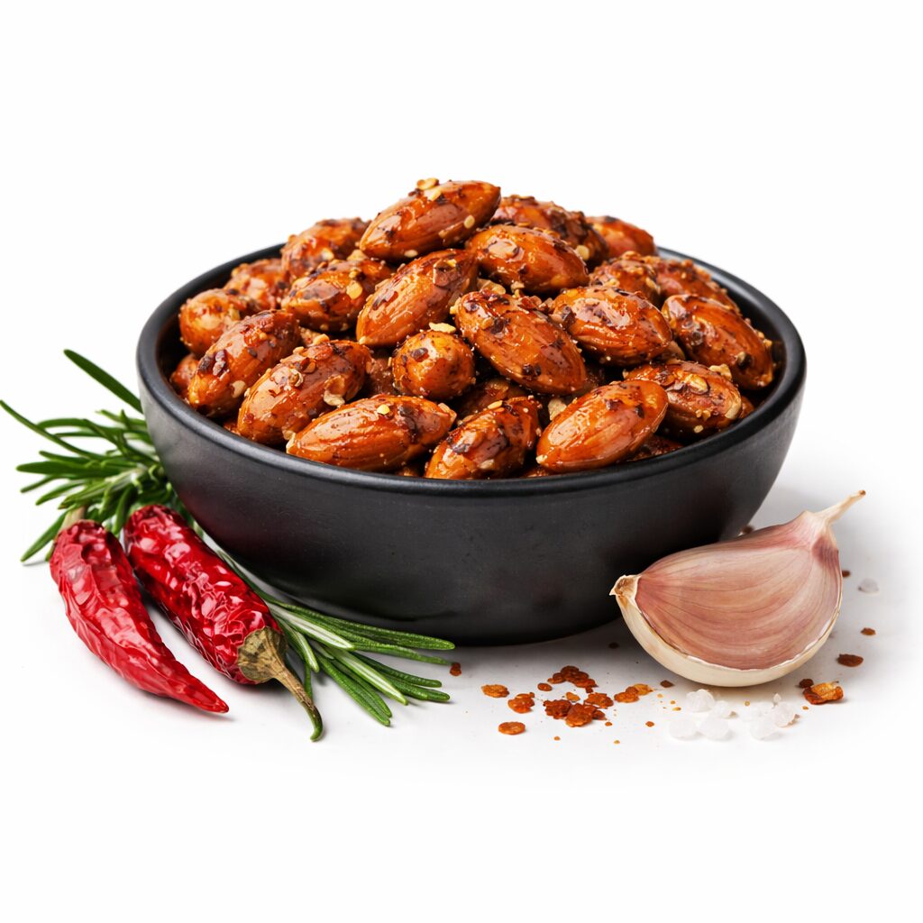 Geröstete Mandeln Rosmarin Chili und Knoblauch