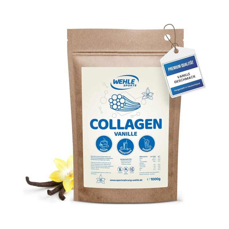 1kg Wehle Sports collagen pulver vanille mit bioaktiven Kollagen Peptiden und Vanillegeschmack