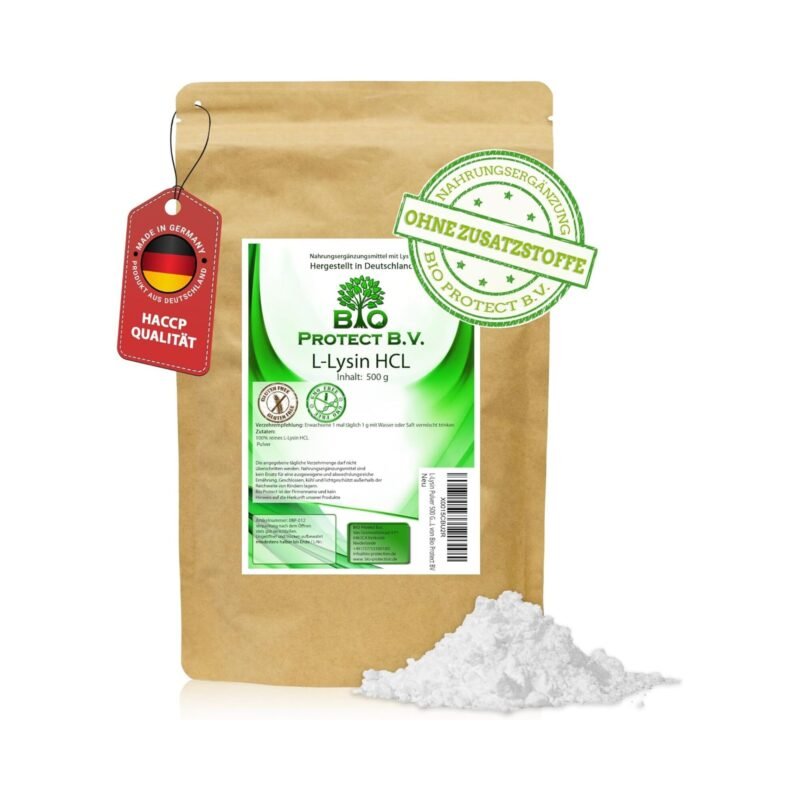 500 g l-lysin pulver – 100% reines Lysin HCL, vegan und ohne Zusatzstoffe