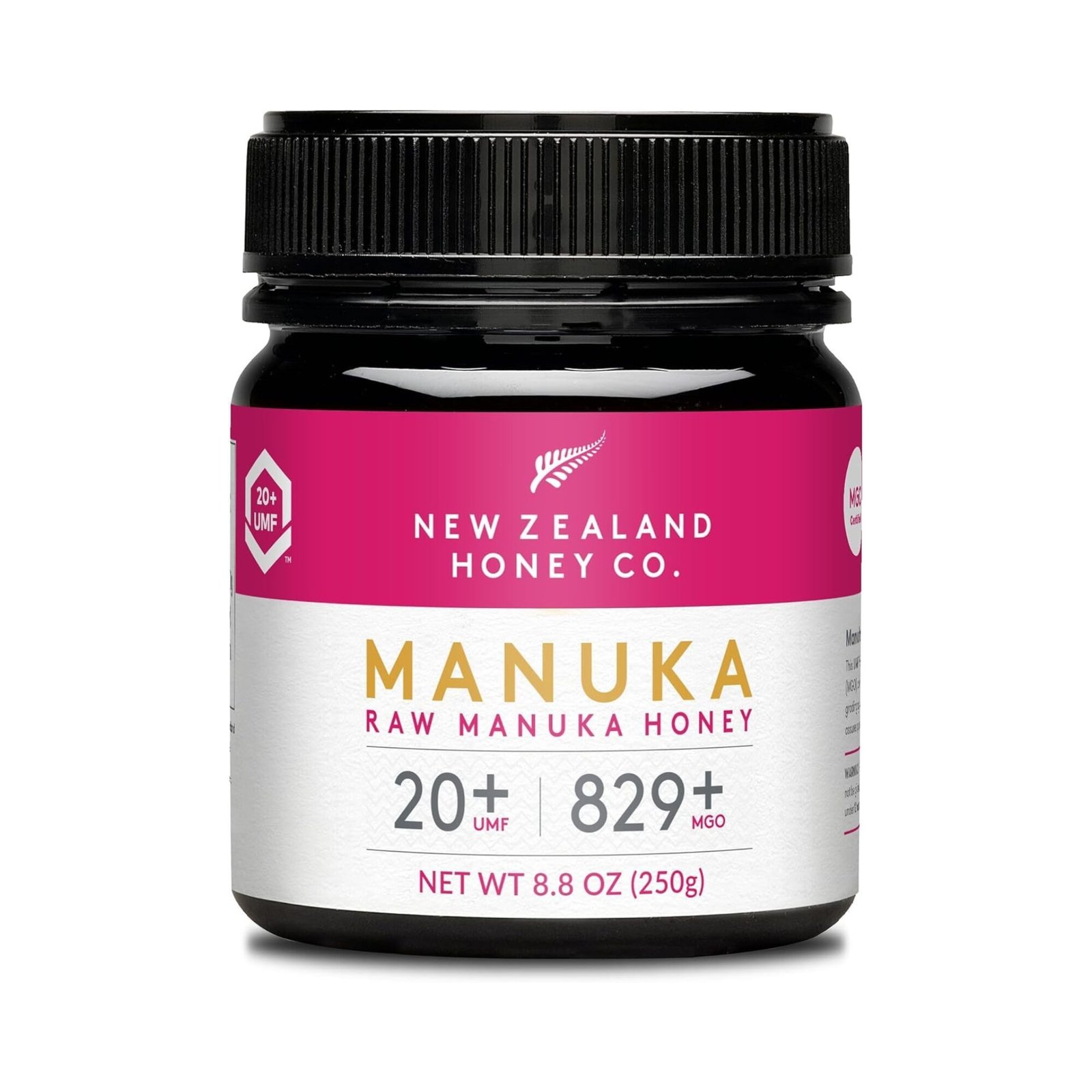 New Zealand Honey Co. Manuka Honig MGO 829+ 250 g manuka honig mgo 829 umf 20+ roh und aktiv – New Zealand Honey Co.