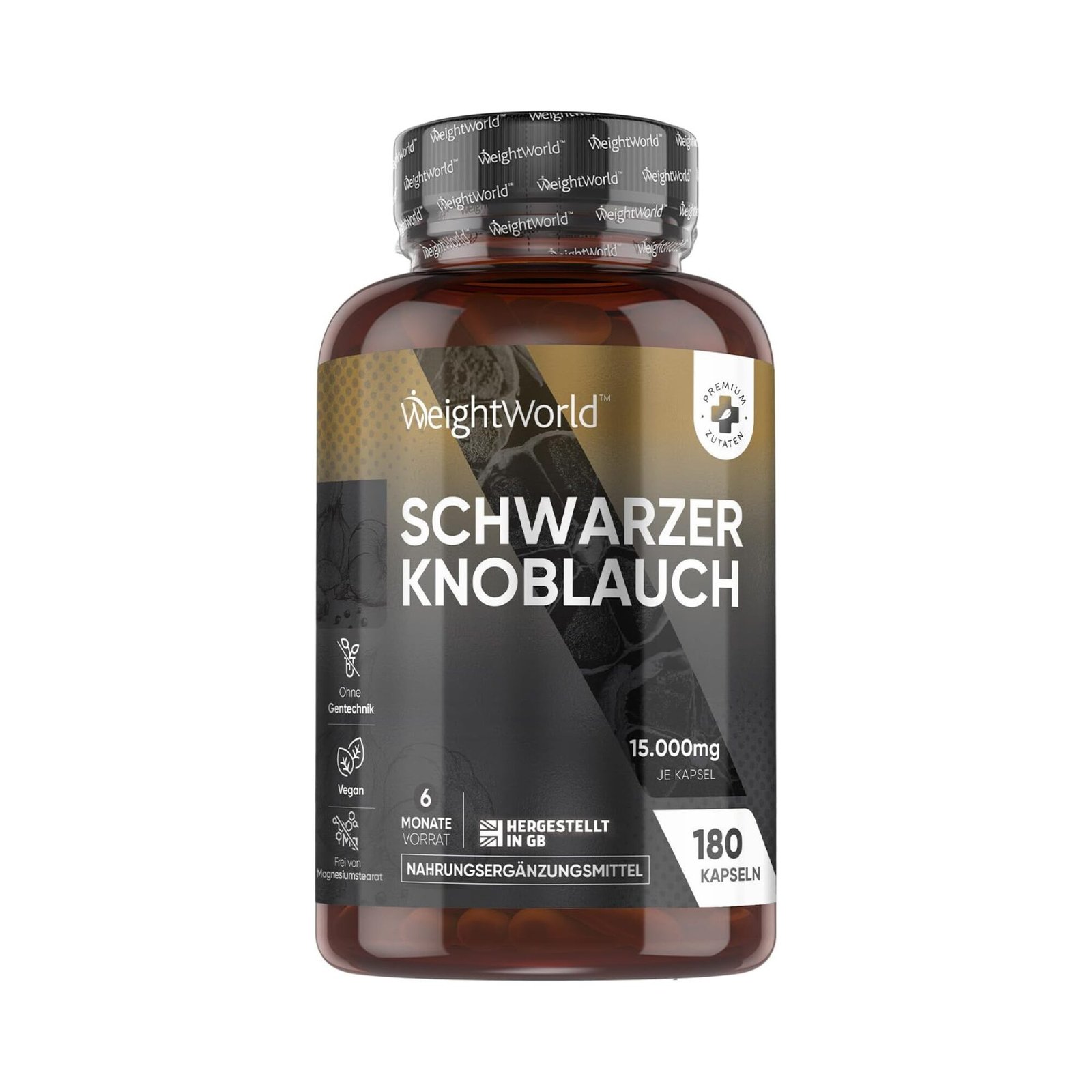 Black garlic 1001-15000mg per capsule 180 vegane schwarzer knoblauch kapseln – 15000 mg Extrakt, Allicin & S-Allylcystein