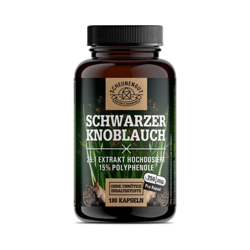 180 vegane schwarzer knoblauch kapseln mit 25:1 Extrakt, 15% Polyphenole & SAC I, fermentiert, laborgeprüft