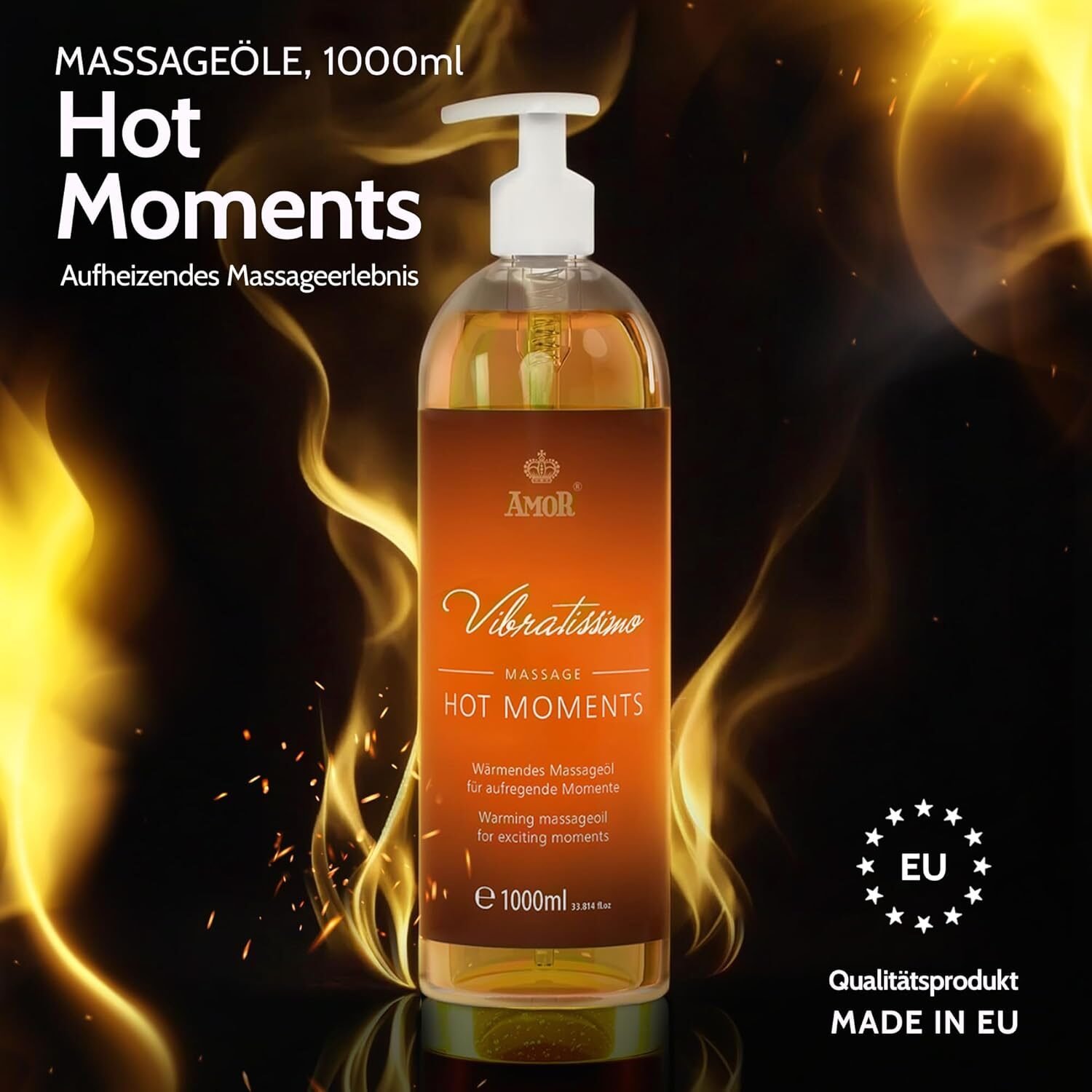 1000ml Massageöl mit Wärmeeffekt für Paare – Entspannendes & stimulierendes Körperöl – Hot Moments