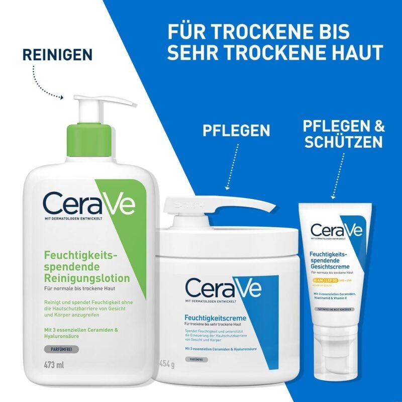 340g Feuchtigkeitscreme für trockene bis sehr trockene Haut mit Ceramiden – CeraVe