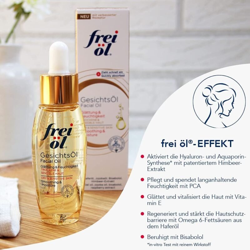 30ml Gesichtsöl – Glattes Hautgefühl mit Vitamin E & Omega 6 – Frei Öl