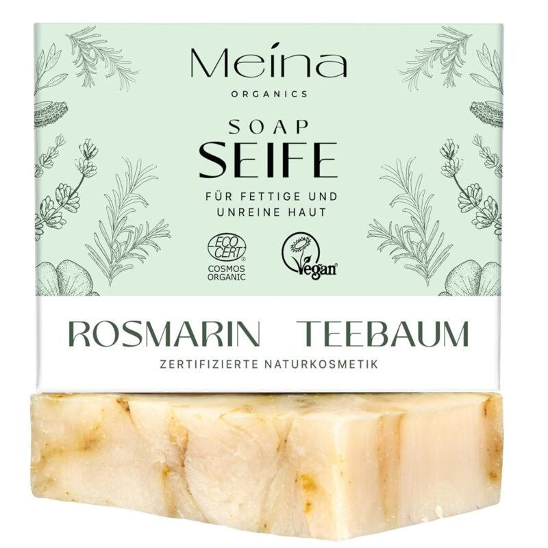 Teebaumöl Seife gegen Pickel – 100g, Bio Naturseife ohne Palmöl, Meina Naturkosmetik
