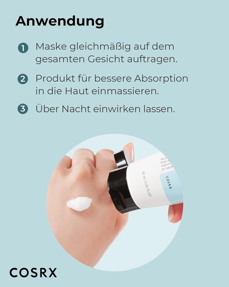 COSRX Overnight Gesichtsmaske mit Reisextrakt – Feuchtigkeitspflege mit Niacinamid, 60ml