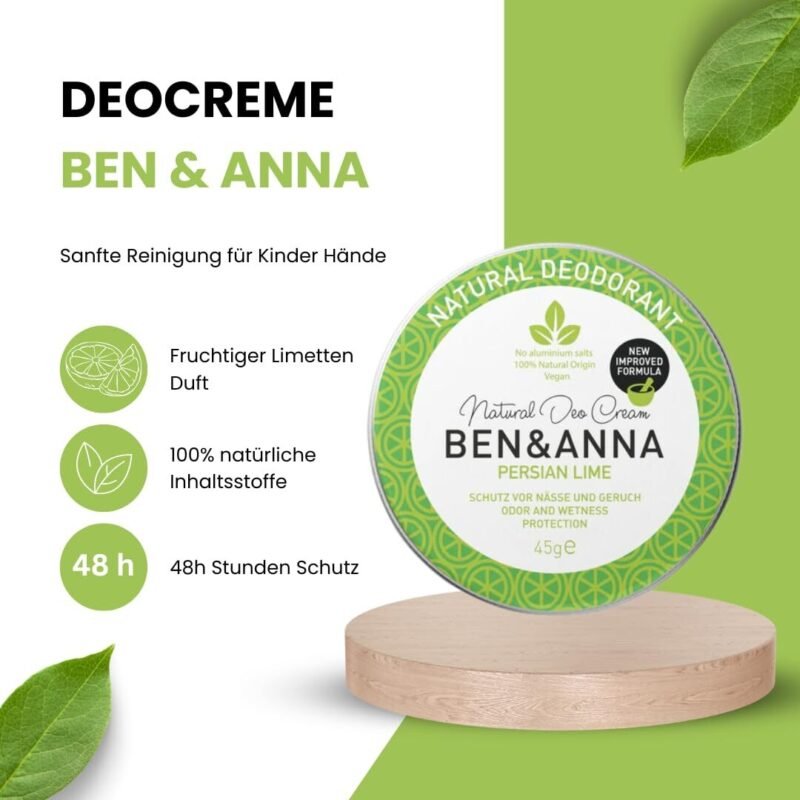 40ml Deocreme gegen starkes Schwitzen – Frischer Limettenduft, vegan, aluminiumfrei | Ben & Anna