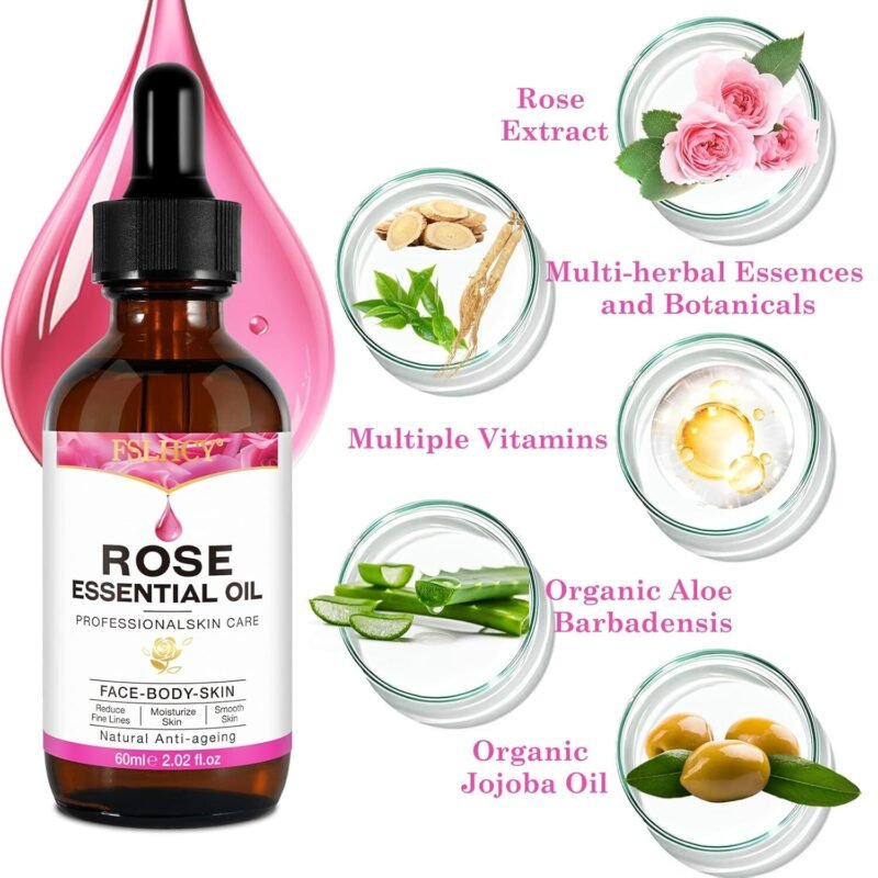 60ml Rosenöl Gesicht – Mit Vitamin C Serum – Anti-Aging & Feuchtigkeitspflege