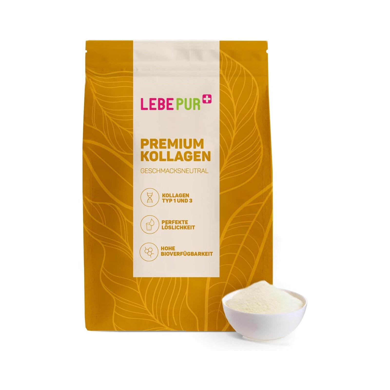 550g Lebepur bioaktives kollagen pulver mit Kollagen Peptiden Typ 1 & 3