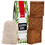 3×200g Aleppo Seife Set mit 40 Prozent Lorbeeröl – Naturseife mit Sisalsäckchen