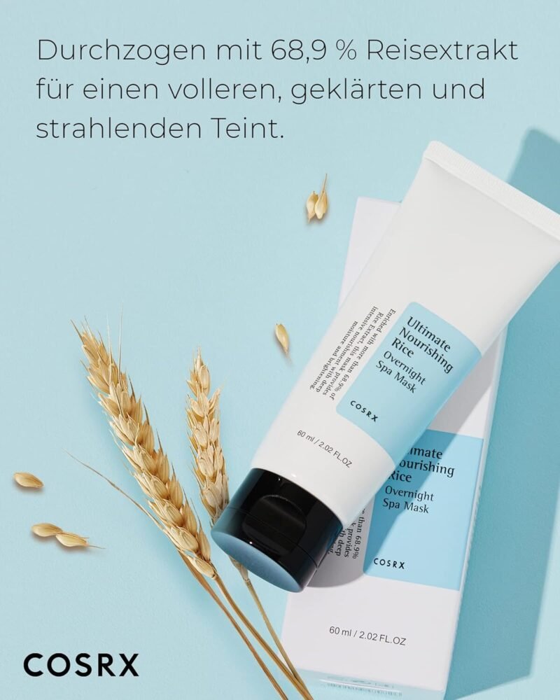 COSRX Overnight Gesichtsmaske mit Reisextrakt – Feuchtigkeitspflege mit Niacinamid, 60ml