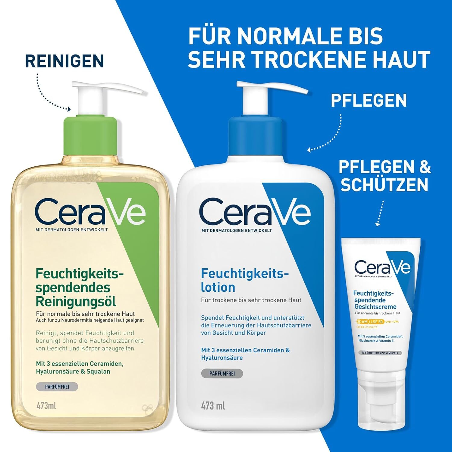 473ml Feuchtigkeitsspendendes Reinigungsöl – Für trockene Haut – Cerave