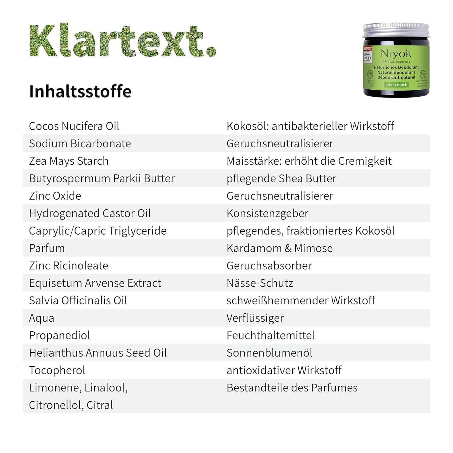 40ml Deocreme ohne Aluminium – Pflanzlicher Unisex-Duft, vegan, 24h Schutz | Niyok