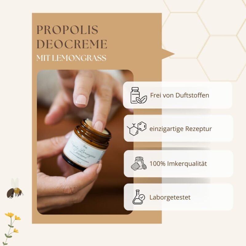 30ml Deocreme ohne Aluminium – Mit Propolis & Lemongrass, Peelingeffekt, vegan | Bedrop