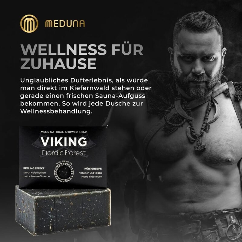 100g Peeling Seife Viking Nordic Forest – Feste Naturseife mit Shea Butter & Bio-Kokosöl, vegan & handgemacht