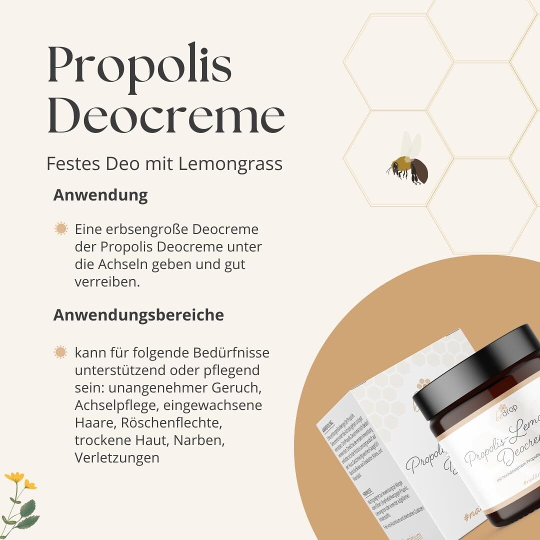 Verzija 1.0.0 30ml Deocreme ohne Aluminium – Mit Propolis & Lemongrass, Peelingeffekt, vegan | Bedrop