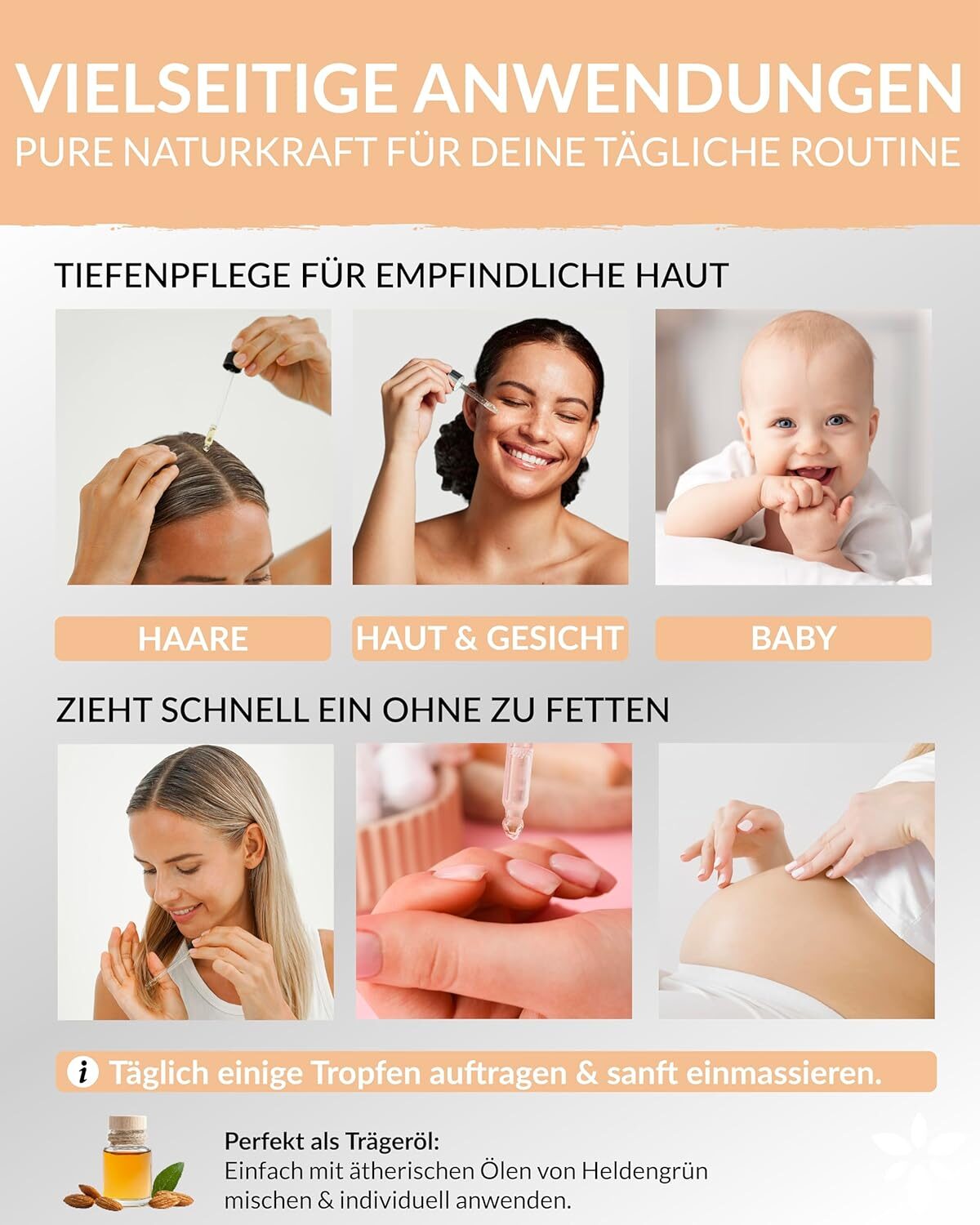 Bio Mandelöl für empfindliche Haut – 100 % naturrein, kaltgepresst & dermatologisch getestet für sanfte Pflege