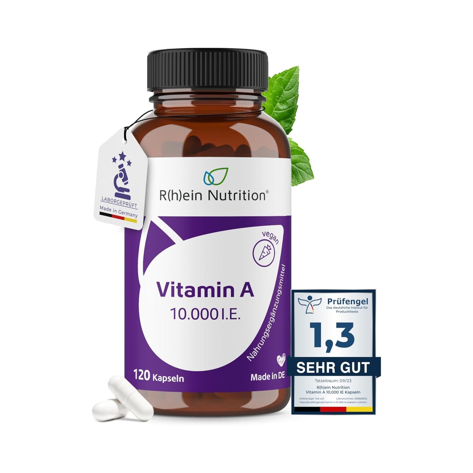 120 Kapseln Vitamin A Kapseln 10000 IE hochdosiert vegan Rhein Nutrition